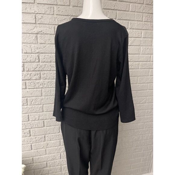 Cable & Gauge Black Faux Pearl Neckline Sweater / Top Size M - Picture 4 of 6